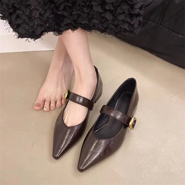 Xajzpa New Style Design High Heeled Mary Jane Pointed Toe Women Single Shoes Leather Comfort Spring Summer Dress Sexy Women's Shoes